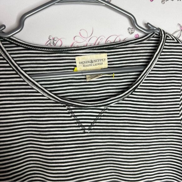 Ralph Lauren shirt long sleeve striped black and white with metal emblem logo - Picture 9 of 11